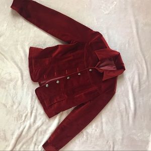 Drama red velvet jacket